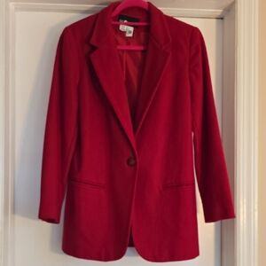 Sag Harbor Vintage 100% Pure New Wool Vibrant Red Women's Blazer, Preowned